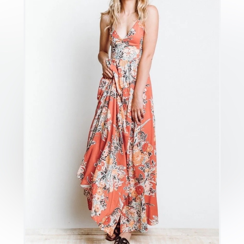 Free People Floral Maxi Dress - Orange and White